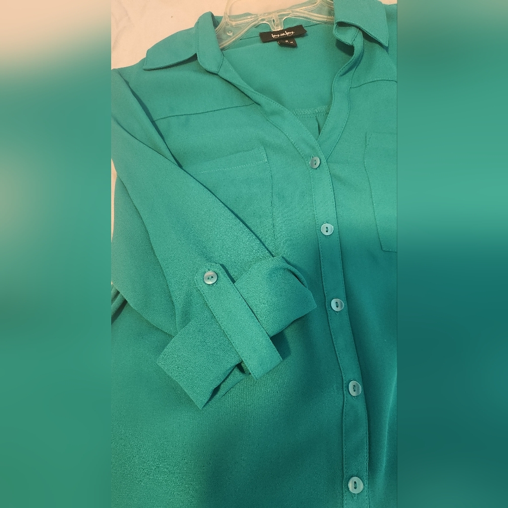 Woman's sheer teal by & by top